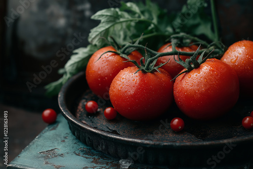 Tomato set on wooden table. generative AI
