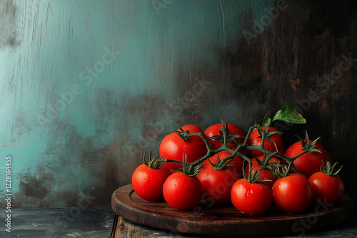Tomato set on wooden table. generative AI