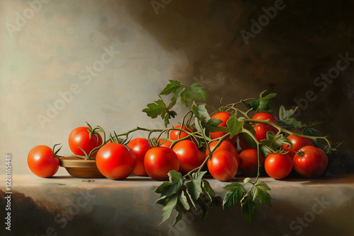 Tomato set on wooden table. generative AI