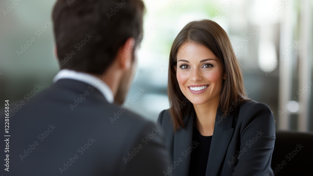 Smiling Female Manager Interviewing an job Applicant In Office Smiling Female Manager Interviewing an job Applicant In Office