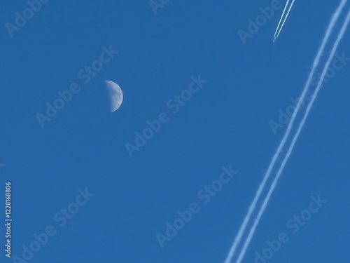 Chemtrails and Half Moon in the Sky – Airplane Contrails or Something More?