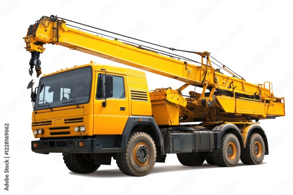Crane Truck realistic isolated on white background. Heavy Machinery. Construction Vehicle. Mobile Crane. Truck with Crane Arm. Crane Truck Design Element. Realistic Crane Truck isolated for Designers. Crane Truck realistic isolated on white background. Heavy Machinery. Construction Vehicle. Mobile Crane. Truck with Crane Arm. Crane Truck Design Element. Realistic Crane Truck isolated for Designers.