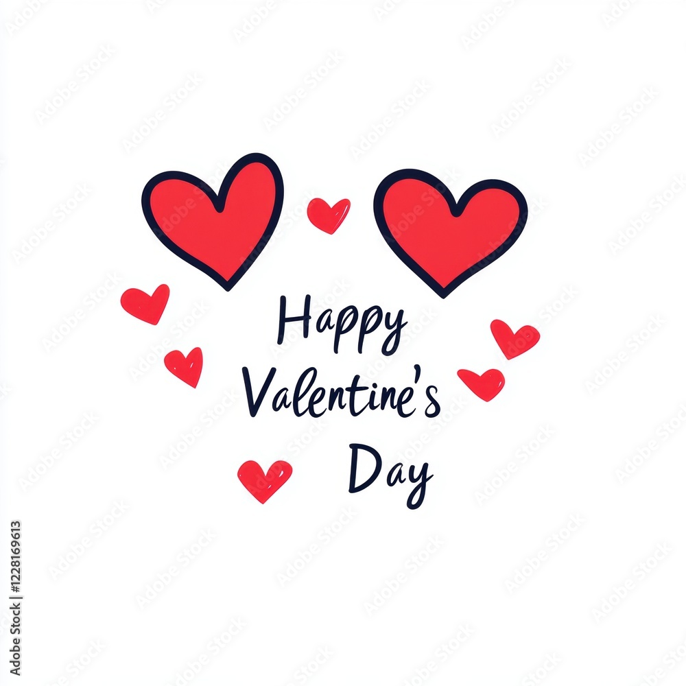 Valentine’s Day greeting card with text and hearts. Valentine’s Day greeting card with text and hearts.