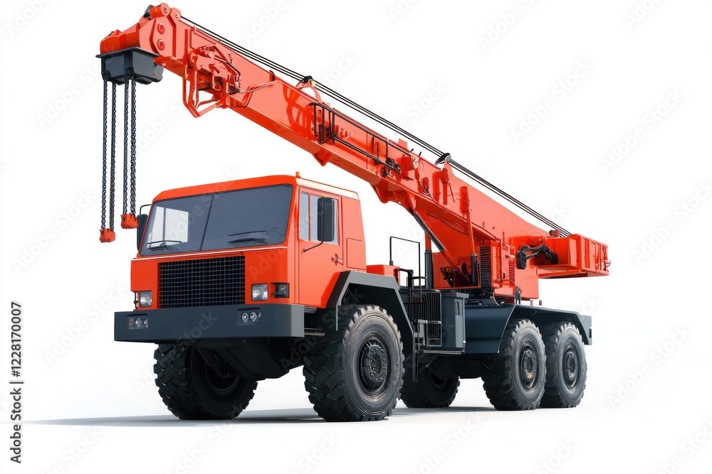 Crane Truck realistic isolated on white background. Heavy Machinery. Construction Vehicle. Mobile Crane. Truck with Crane Arm. Crane Truck Design Element. Realistic Crane Truck isolated for Designers. Crane Truck realistic isolated on white background. Heavy Machinery. Construction Vehicle. Mobile Crane. Truck with Crane Arm. Crane Truck Design Element. Realistic Crane Truck isolated for Designers.