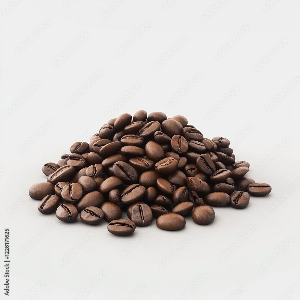 Naklejka premium Pile of Coffee Beans on white background