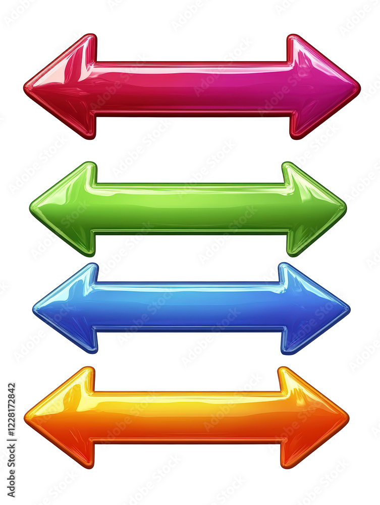 Isolated Set of Glossy Double-Headed Arrows in Multiple Colors Isolated Set of Glossy Double-Headed Arrows in Multiple Colors