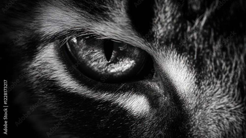 A Cats Eye Close Up Black And White Image A Cats Eye Close Up Black And White Image