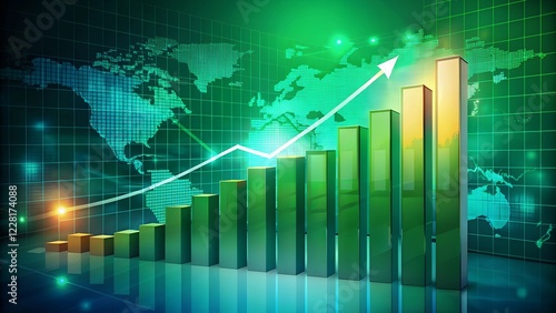 stock market graph on green, stock growth