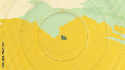 Abstract Map of Sri Lanka and Surrounding Regions with Circular Patterns. photo