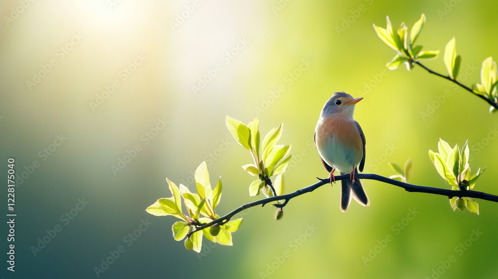a robin perched on a budding branch a robin perched on a budding branch
