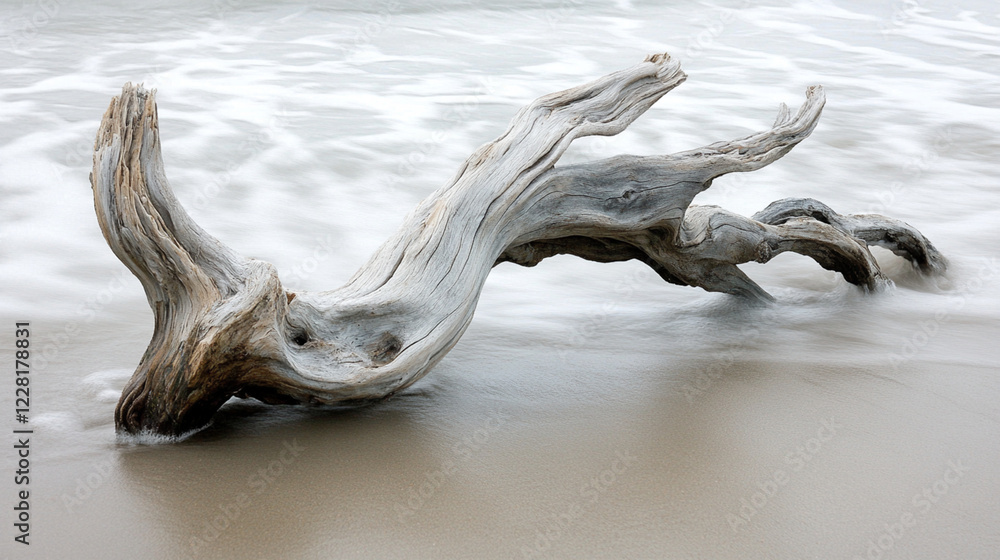 Fototapeta premium Rustic Elegance: Weathered Driftwood, Upscaled Texture, Coastal Charm, Beach Decor, Nautical Theme, Seaside Serenity, Oceanside Beauty, Natural Wood Grain, Timeworn Treasure, Coastal Landscape, 