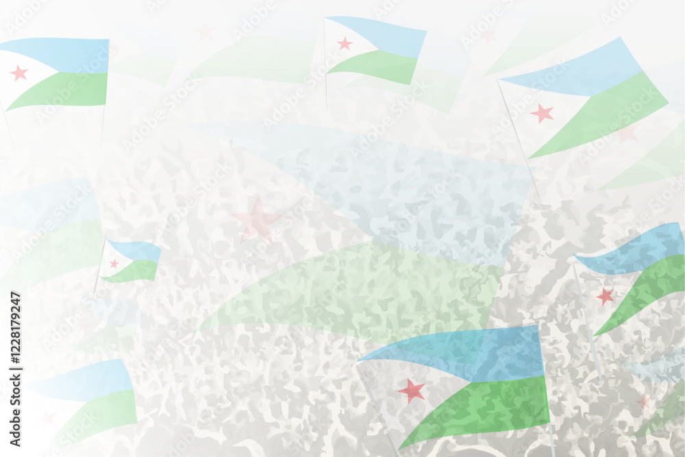 Celebratory Crowd with Djibouti Flags Background Celebratory Crowd with Djibouti Flags Background