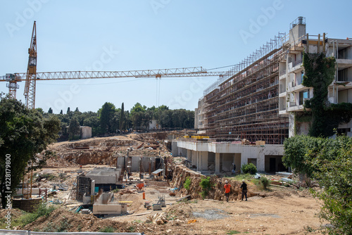 Obraz na płótnie View of construction of new resort in Croatia w salonie