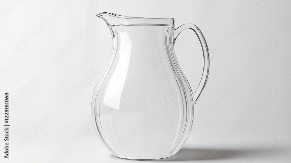 Elegant glass pitcher showcasing a smooth design suitable for beverages and table displays Elegant glass pitcher showcasing a smooth design suitable for beverages and table displays