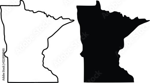 Minnesota U.S. state outine and silhouette icon design