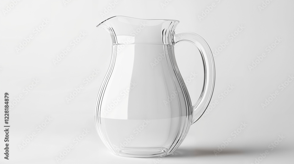 Elegant glass pitcher filled with water on a light background creating a minimalistic kitchen aesthetic Elegant glass pitcher filled with water on a light background creating a minimalistic kitchen aesthetic