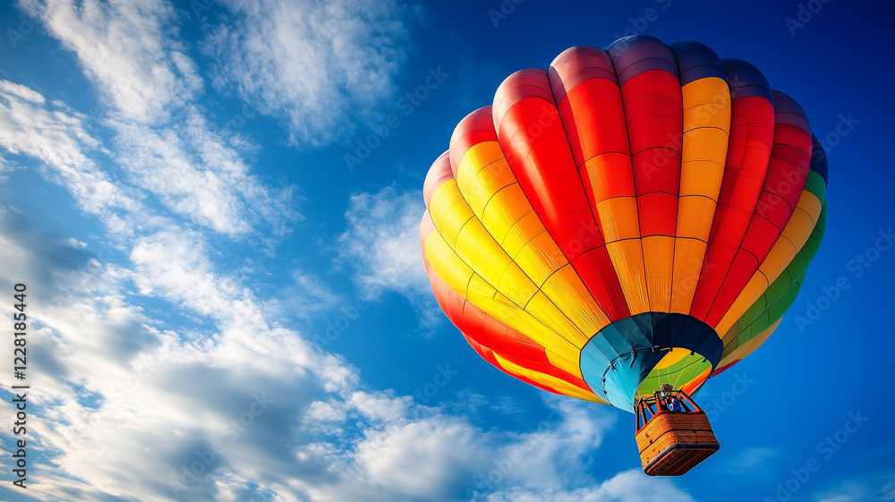Naklejka premium 気球を見上げる広がる空と爽快な風景