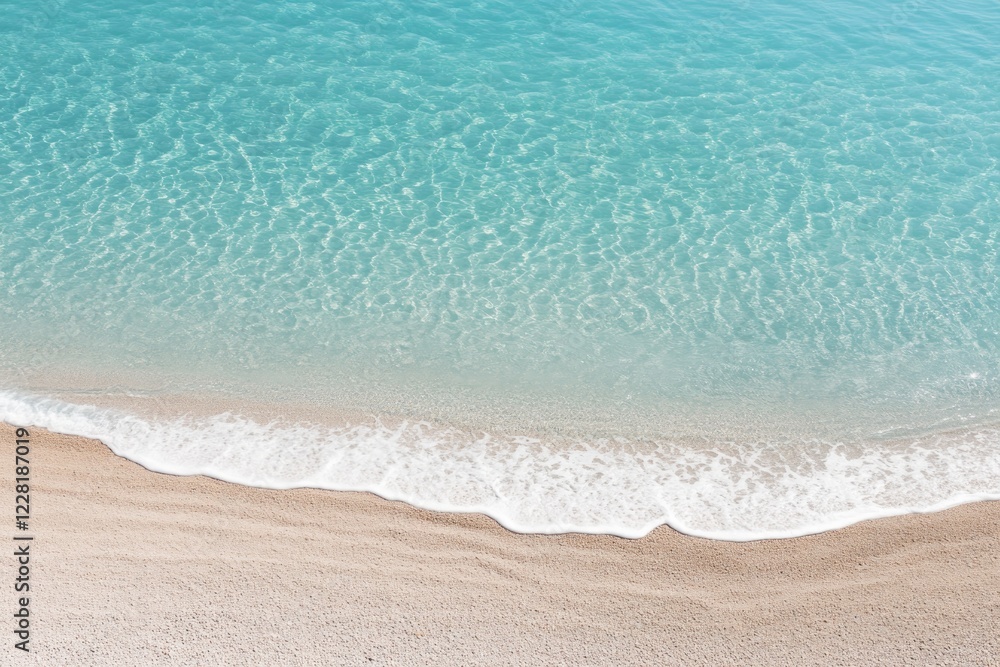 aerial orthographic view of pristine mediterranean beach on french riviera where soft golden sand meets crystal-clear aerial orthographic view of pristine mediterranean beach on french riviera where soft golden sand meets crystal-clear