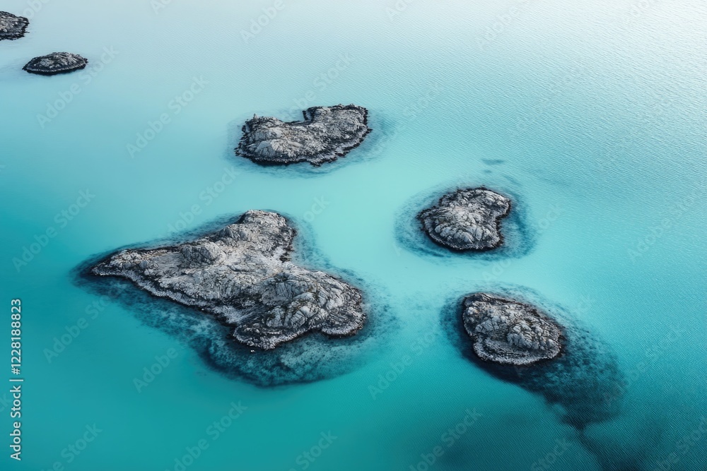 aerial orthographic view of scattered archipelago off norwegian coast where tiny rocky islands emerge from crystal-clear aerial orthographic view of scattered archipelago off norwegian coast where tiny rocky islands emerge from crystal-clear