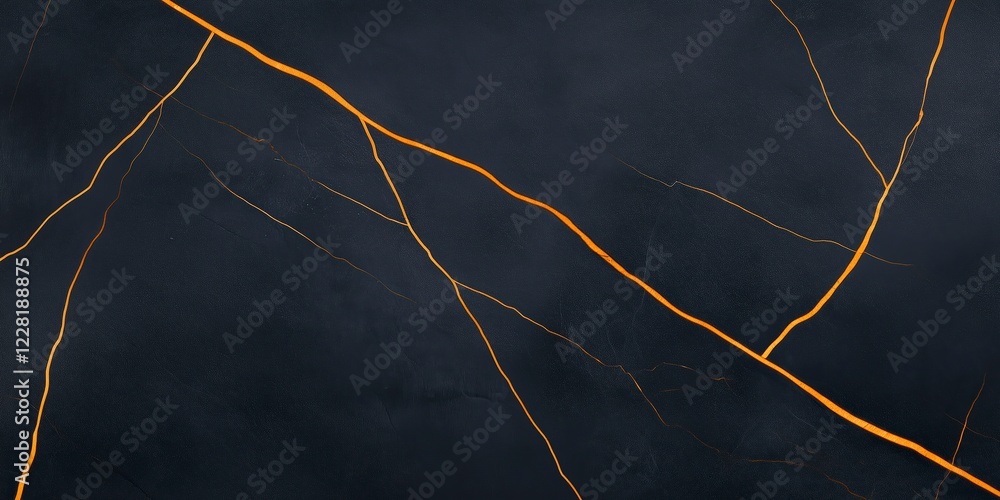 Golden cracks illuminating dark marble surface background Golden cracks illuminating dark marble surface background