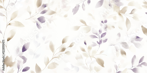 Brown and pastel purple lilac leaf pattern Seamless Elegant abstract background, Seamless vector Pattern for Floral Textile Design