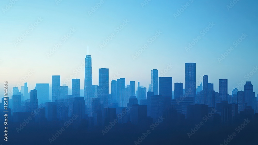 Naklejka premium Futuristic city skyline of a modern city created with Generative AI