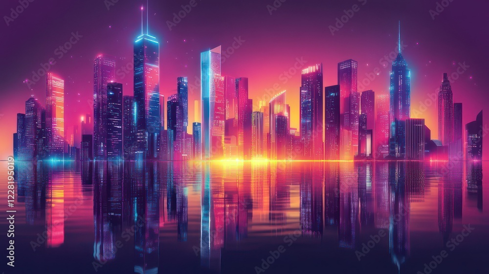 Futuristic city skyline of a modern city created with Generative AI Futuristic city skyline of a modern city created with Generative AI