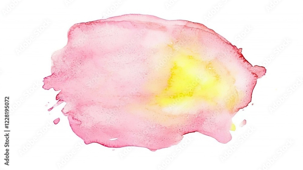 Soft Pink and Yellow Watercolor Splash on White Background Soft Pink and Yellow Watercolor Splash on White Background