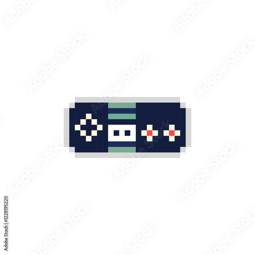 Pixel gamepad icon vector. Gamepad logo for console. Game joystick. 8 bit game controller icon. Gamepad in pixel 16 bit style 80s.