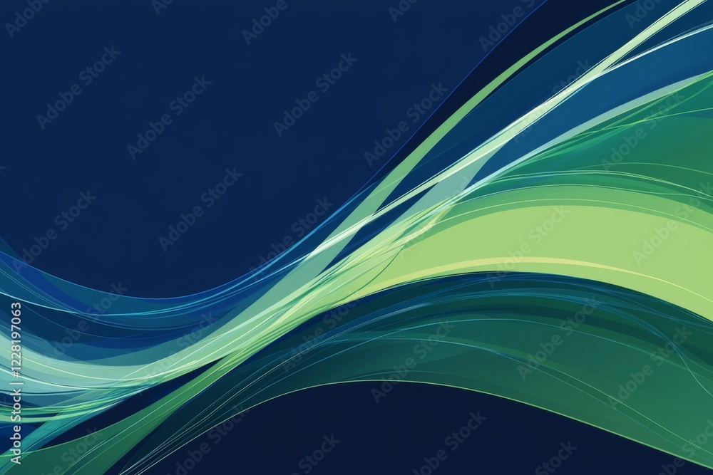 Obraz premium Abstract swirling waves of teal green and blue create a dynamic flowing design