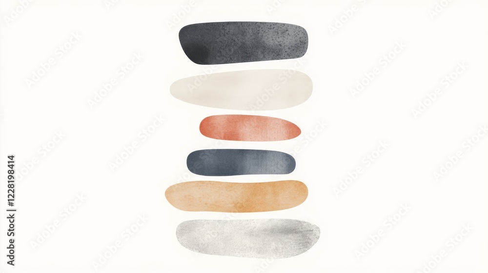 Stacked abstract watercolor shapes in muted tones. Stacked abstract watercolor shapes in muted tones.