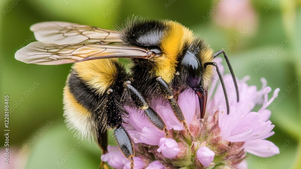 Bumblebee Foraging on a Purple Flower Bumblebee Foraging on a Purple Flower