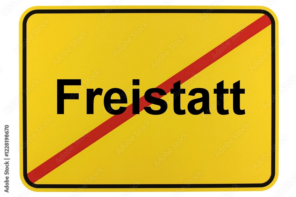 Illustration eines Ortsschildes der Gemeinde Freistatt in Niedersachsen Illustration eines Ortsschildes der Gemeinde Freistatt in Niedersachsen