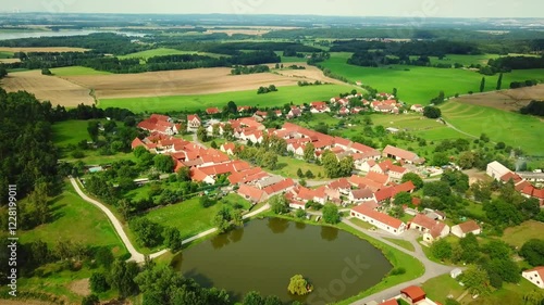 Aerial view of village Holasovice in South Bohemia, Czech republic.