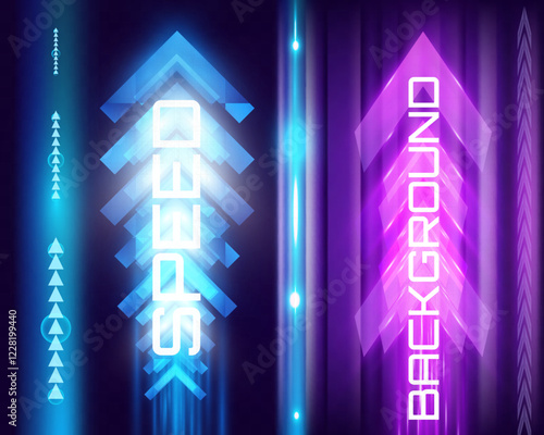 Arrow light speed motion background with futuristic glowing arrows and light streaks.
