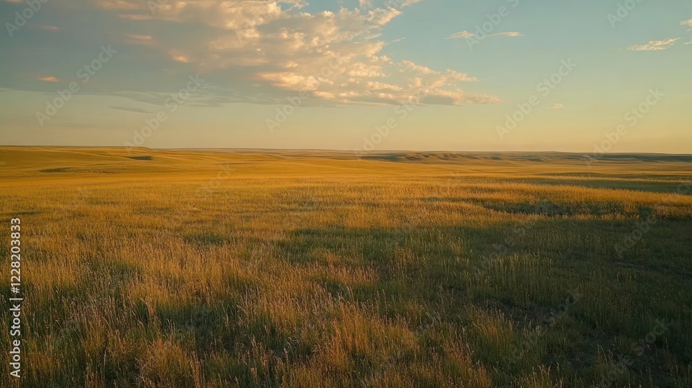 Golden Grasslands Under a Cloudy Sunset Sky Golden Grasslands Under a Cloudy Sunset Sky