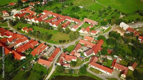 Aerial view of village Holasovice in South Bohemia, Czech republic.