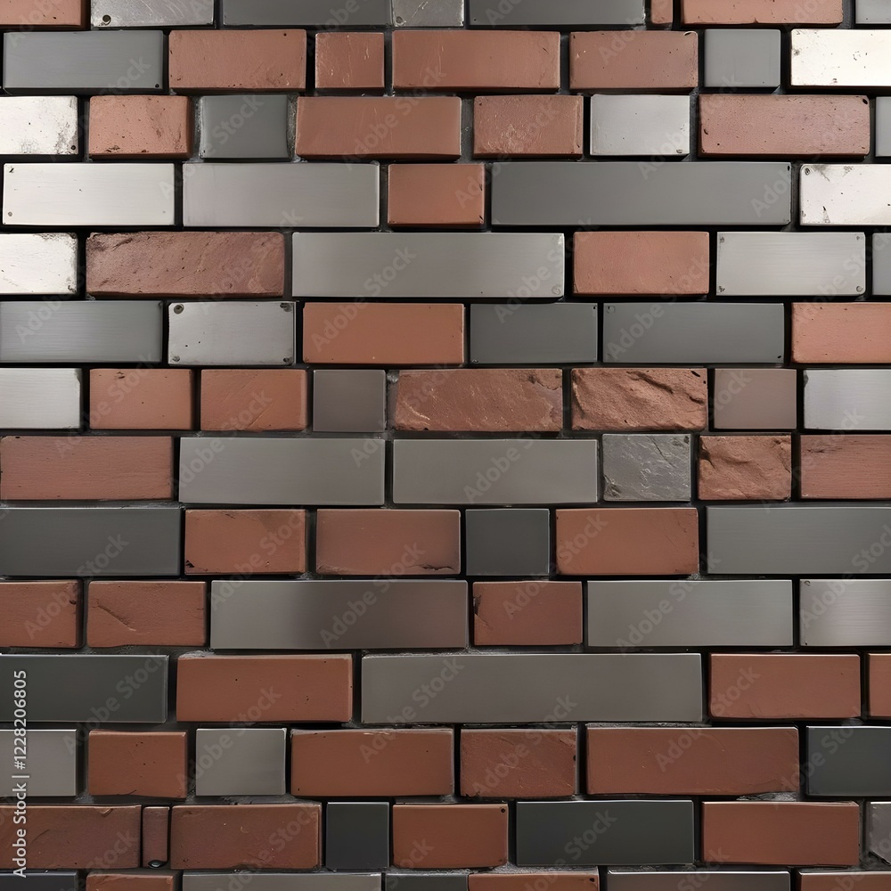 Fototapeta premium Mixed Brick Metal Mosaic Industrial urban aesthetic 