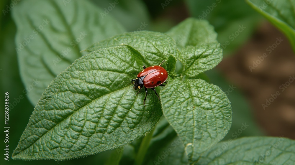 National Be Nice to Bugs Day Ladybug on green leaf in natural environment National Be Nice to Bugs Day Ladybug on green leaf in natural environment