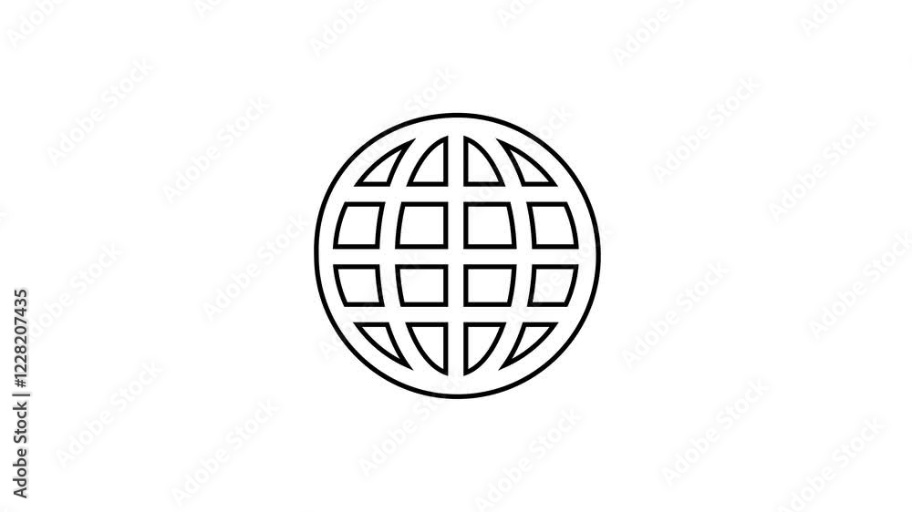 Globe Animation Representing Global Connectivity, World Map, International Travel, Geography, Earth, Digital Networking, and Global Communication in High-Quality 4K.