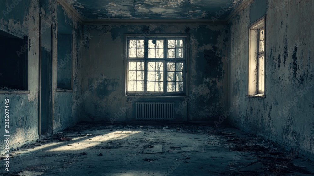 Derelict Room Showing Decay And Light Through Windows Derelict Room Showing Decay And Light Through Windows