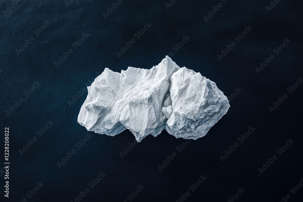 Obraz premium aerial orthographic view of floating icebergs drifting through cold dark waters of barents sea