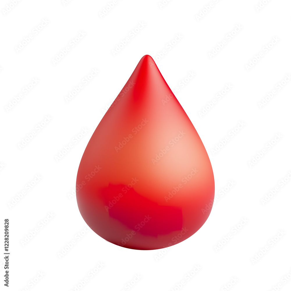 Cute 3D Blood Drop Icon with Smooth Gradient and Soft Matte Clay-Like Texture Cute 3D Blood Drop Icon with Smooth Gradient and Soft Matte Clay-Like Texture
