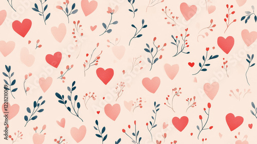 A minimalist heart pattern on a soft pink background, creating a seamless square design perfect for Ideal for wedding themes, packaging, wrapping paper, wallpaper, fabric, and textile