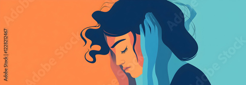 A person looks sad and upset, struggling with low self-esteem and feeling lost and empty