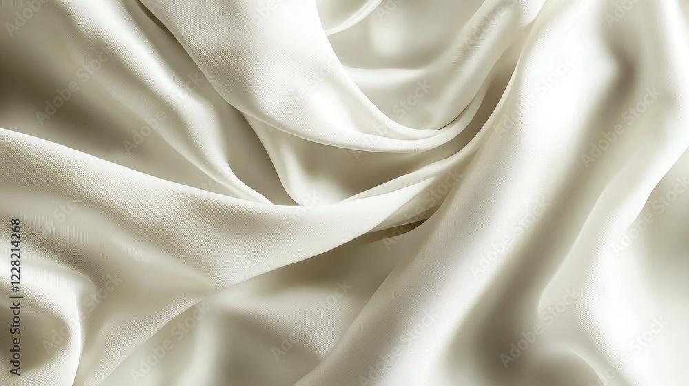 Obraz premium Creamy White Silk Fabric Draped Softly and Elegantly