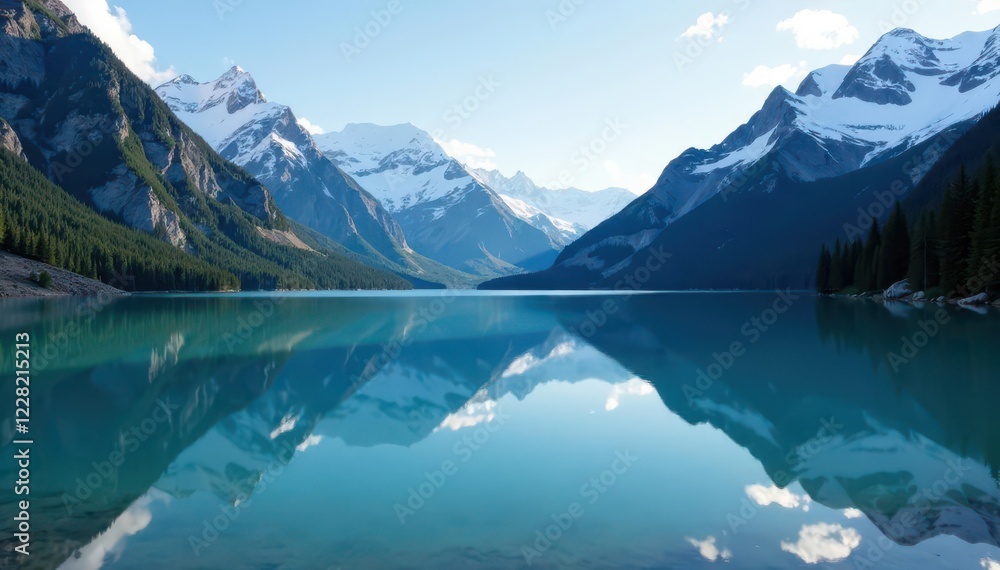 Serene glacier lake reflected in still waters, reflection, lake Serene glacier lake reflected in still waters, reflection, lake