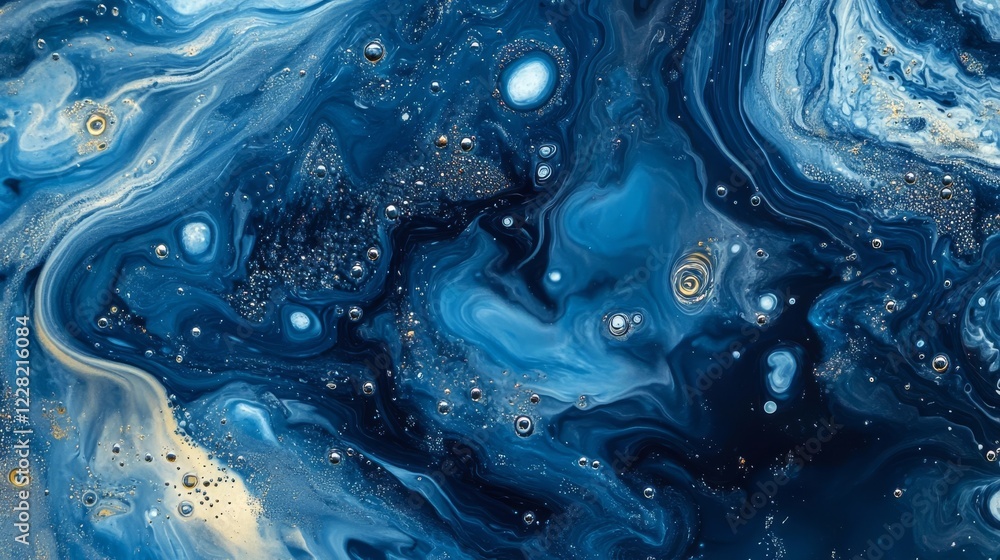Deep blue cosmic patterns swirl in abstract design resembling the vastness of outer space during late evening hours Deep blue cosmic patterns swirl in abstract design resembling the vastness of outer space during late evening hours