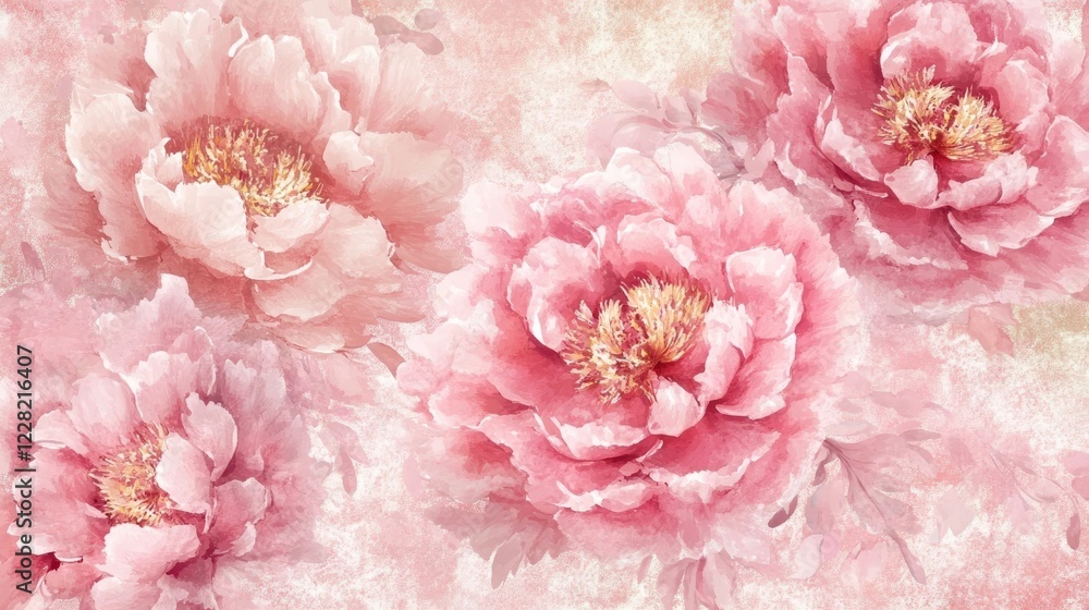 Beautiful pink peony flowers arranged delicately on a soft pastel background in a vibrant floral design Beautiful pink peony flowers arranged delicately on a soft pastel background in a vibrant floral design