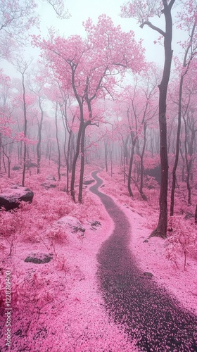 Dreamy Cherry Blossom Orchard in Full Spring Bloom with Falling Petals and Soft Pink Serenity